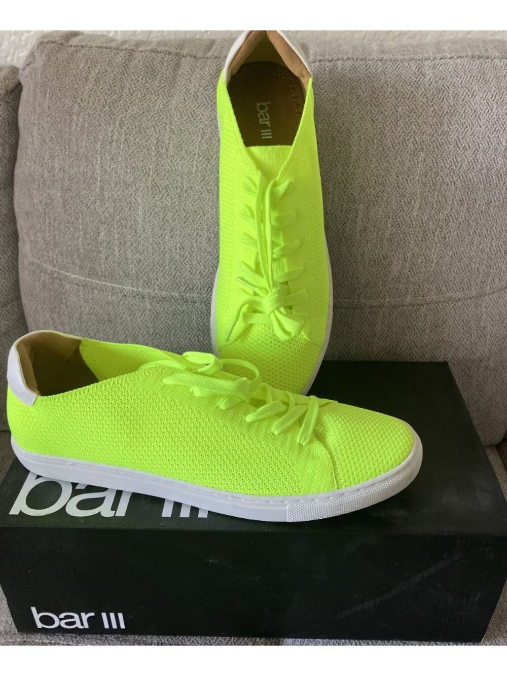 Bar III Donnie Tennis Yellow Sneakers Size 10M Neon Lace-Up Lightweight Casual S